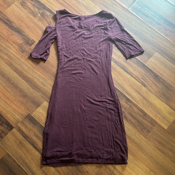 Goldray Size Small Purple Double Knit Dress Off the Shoulder - Picture 8 of 10